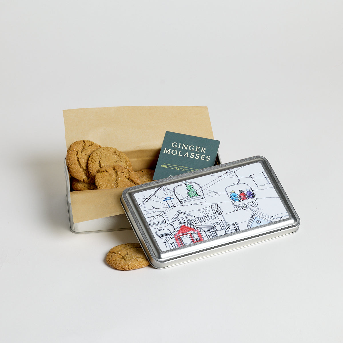 Chairlift Tin with Ginger Cookies