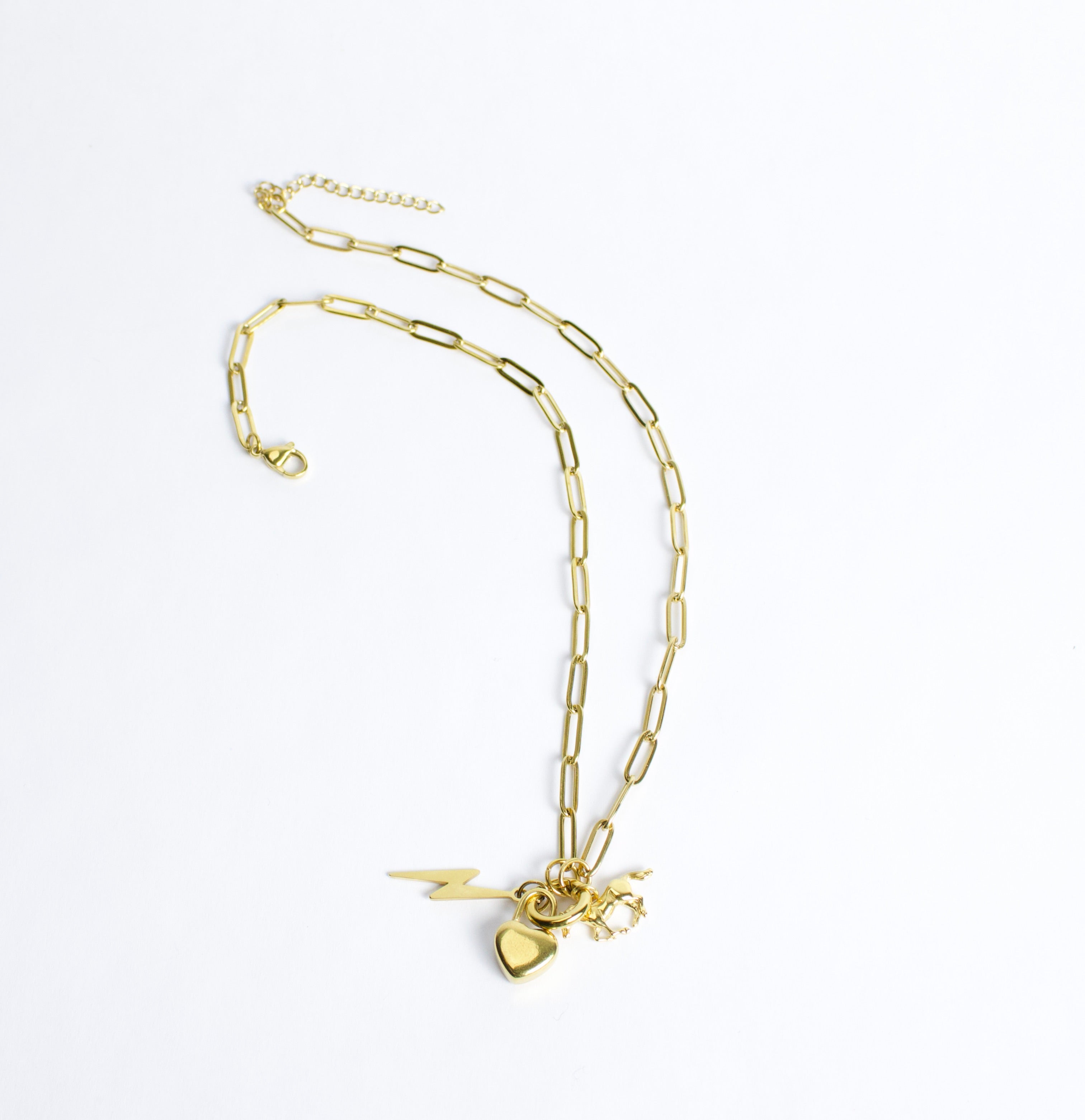 Paperclip Chain Charm Holder with 3 Charms