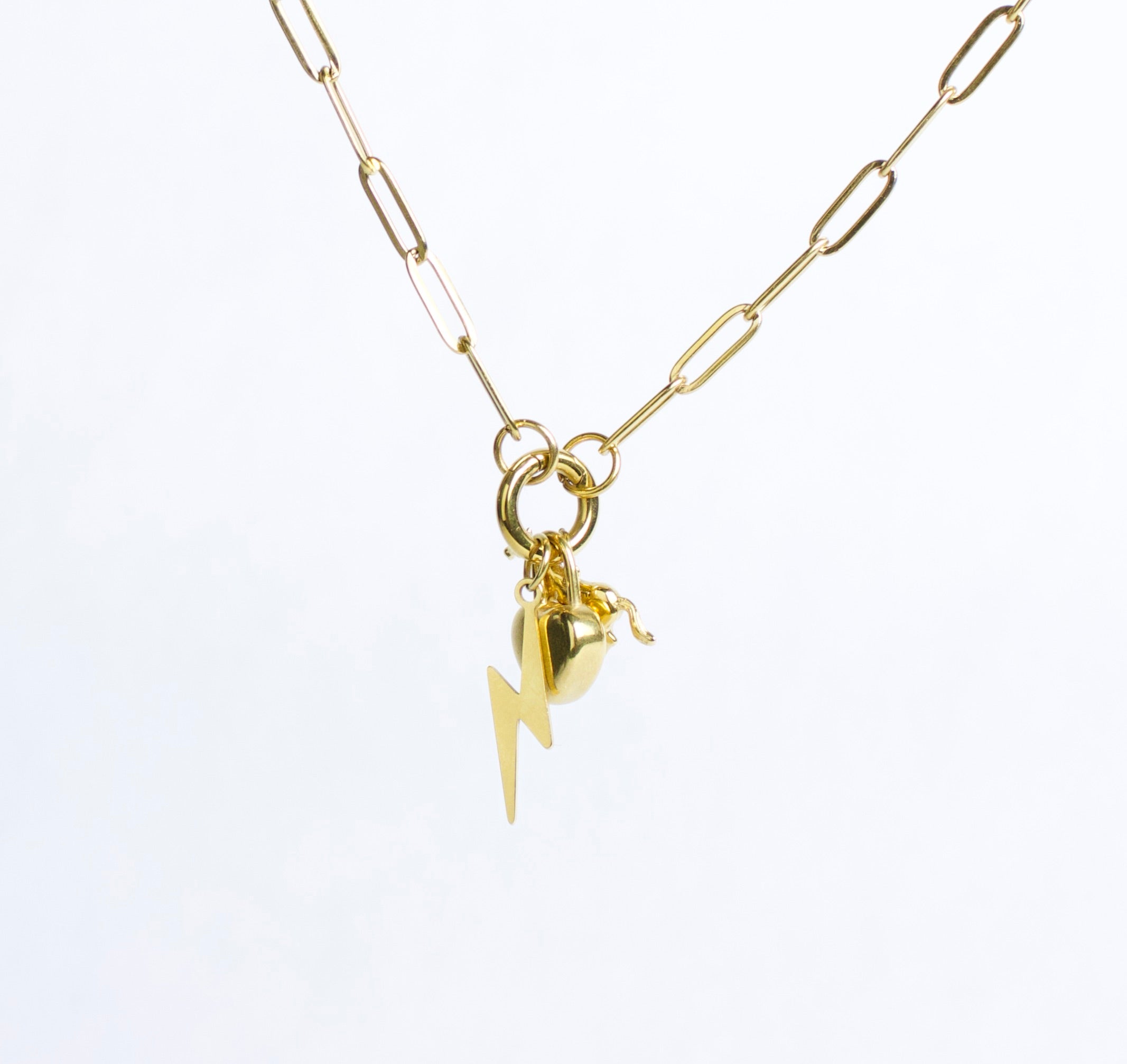 Paperclip Chain Charm Holder with 3 Charms